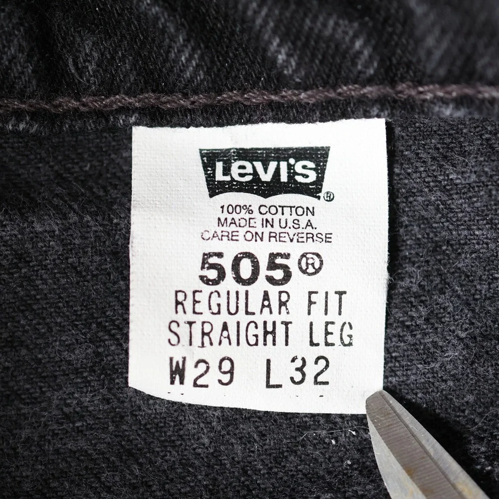 Vintage Levis 505 Jeans Mens 28x32 Black Regular Fit Straight Leg USA Made 1993
